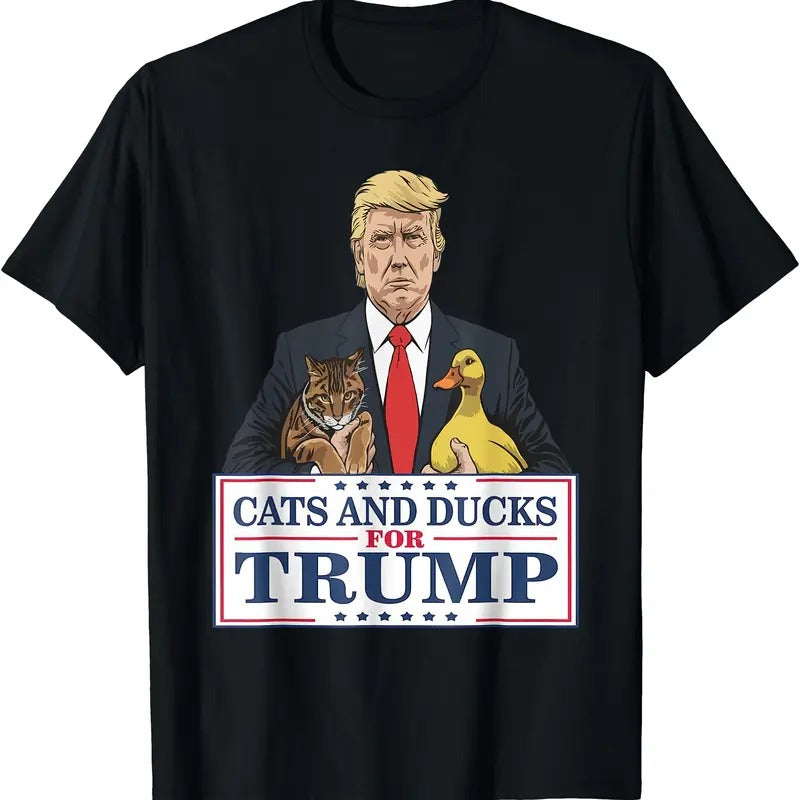 Cats and Ducks for Trump 2024 T-Shirt | Unisex Cotton Tee Gift | Full Size