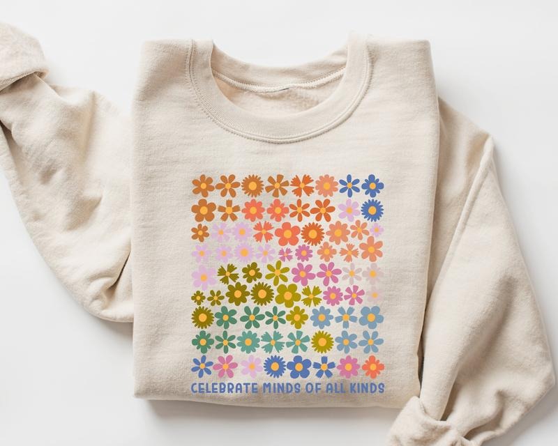 Celebrate Minds Of All Kinds Sweatshirt, Autism Awareness Shirt, Autism Acceptance Sweater, Unisex Sweatshirt, Autism Gifts, Long Sleeve Crewneck Shirt, Gifts For Autism Awareness Month