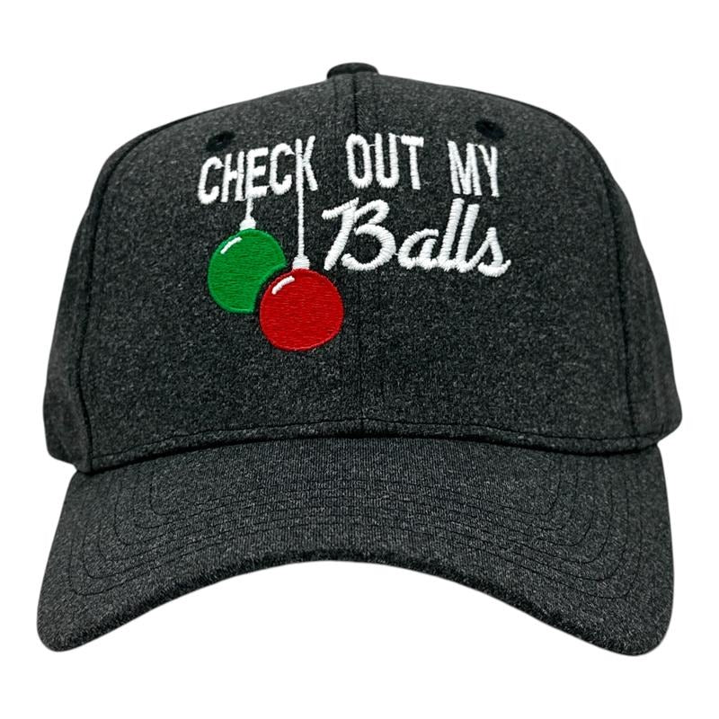 Check Out My Balls Hat Funny Sarcastic Christmas Graphic Novelty Cap Funny Hats Christmas Funny Sarcastic Novelty Caps for Men Black - Standard