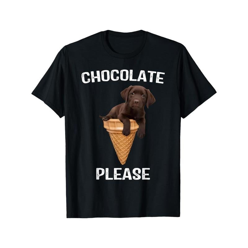 Chocolate Lab Waffle Cone Ice Cream Cute Labrador Puppy Mens T Shirt made in usa