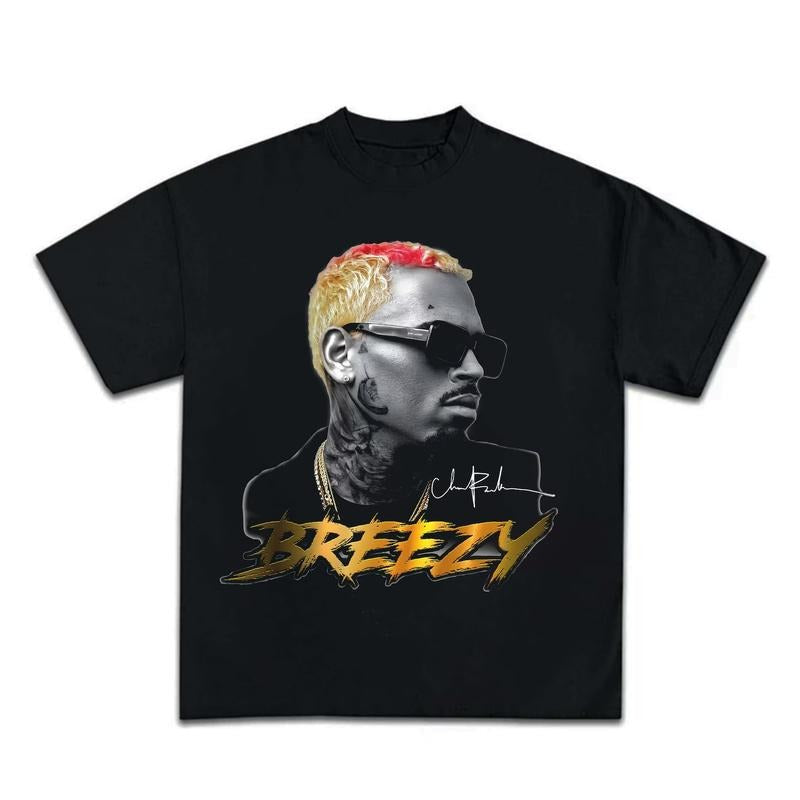 Chr1s Br0wn T-Shirt Vintage Rapper Graphic Tee Bootleg Hip Hop 11 11 Tour Concert Shirt Merch for Men Women Streetwear