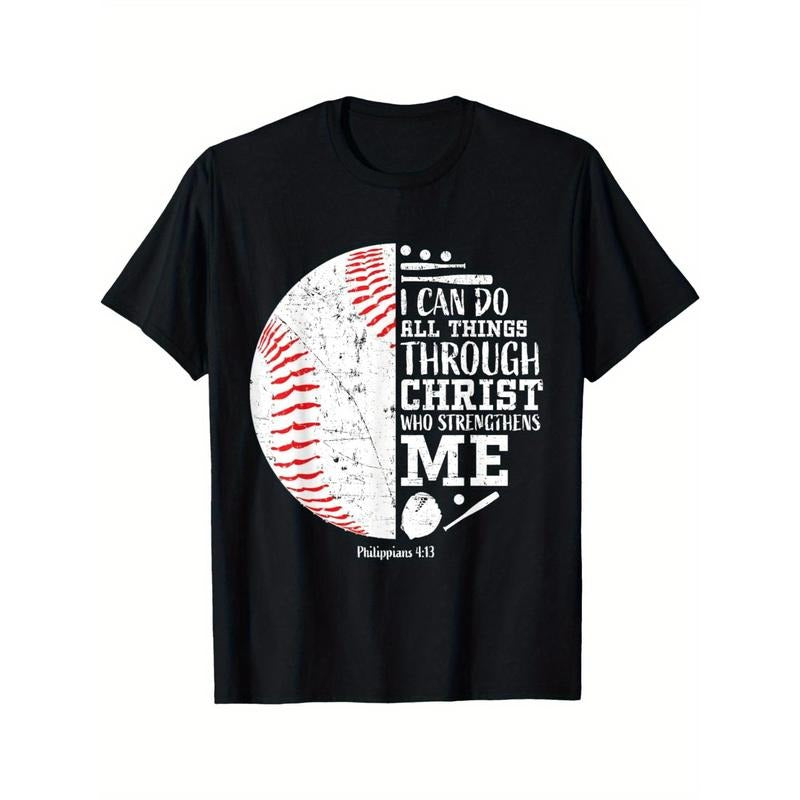 Christian baseball, I can do everything, religious poetry, gift t-shirts Made in USA