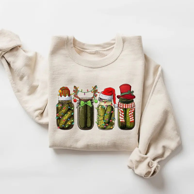 Christmas Pickle Sweatshirt, Canned Pickles Christmas Sweater, Pickle Lover Shirt, Christmas Pickle Jar Sweater, Canning Season Shirt, Winter Holiday Shirt