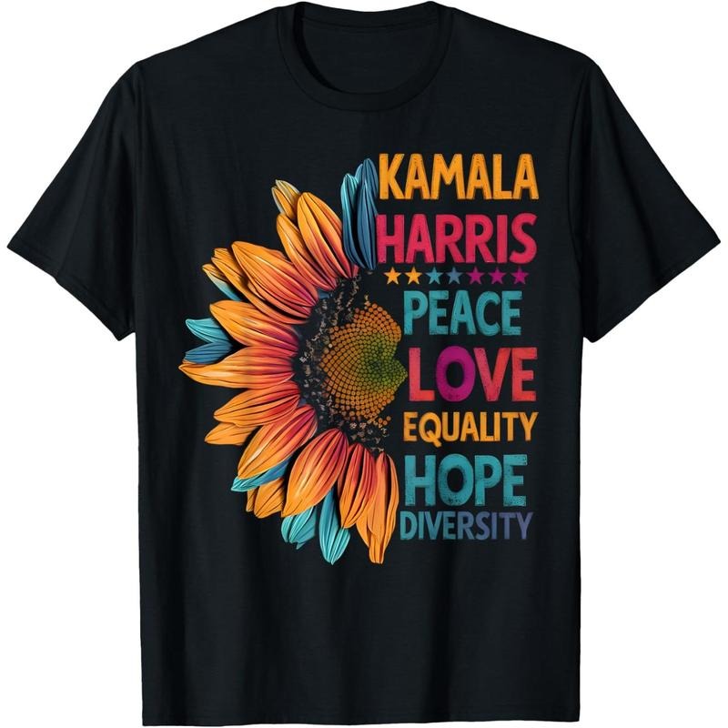 Colorful Peace Love Equality Hope Diversity, Kamala Harris T-Shirt made in usa