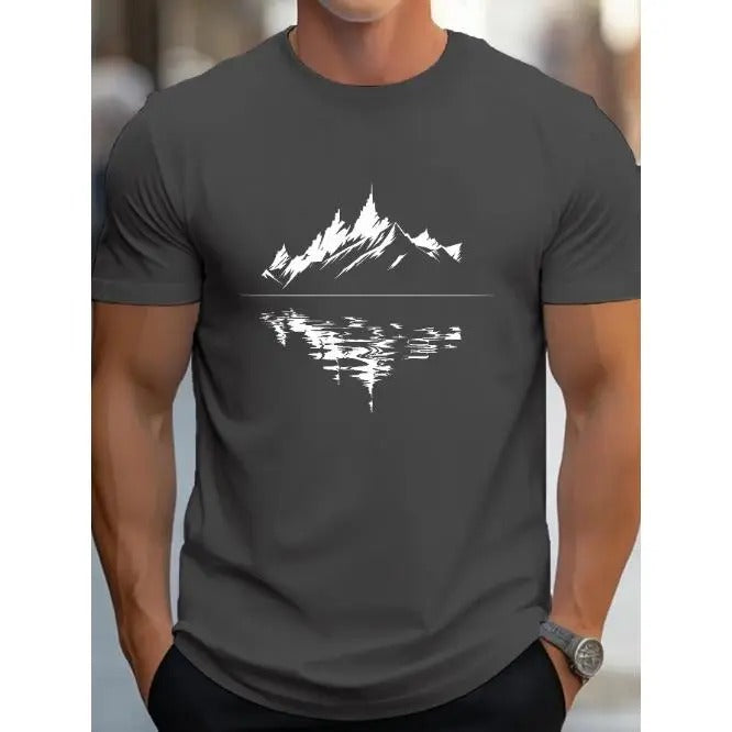 Comfort Fit Cotton Crew Neck T-Shirt - Soft, Breathable, and Stretchy for All-Season Wear - Nature-Inspired Print Design for Adult Men Made in USA