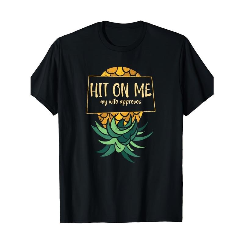 Cotton Crew Neck T-Shirt, Mature Style, Regular Fit, Short Sleeve, Geometric Pineapple Pattern, 100% Cotton Knit Fabric, Medium Stretch, 180g Weight, for Adults, All-Season, Daily Casual Wear Made in USA