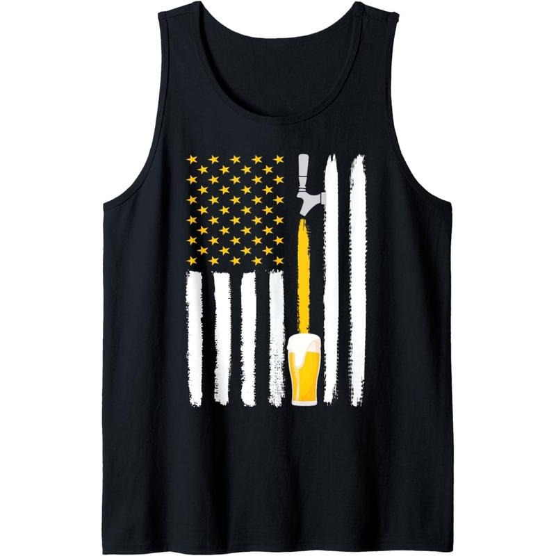 Craft Beer American Flag USA 4th July Brewery Tank Top