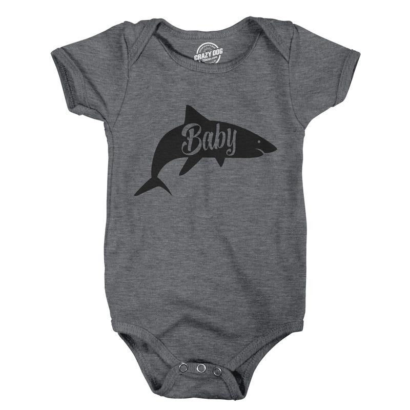 Creeper Baby Shark Cute Baby Funny Shirt for Newborn Shower Graphic Infant Tee Funny Baby Onesies Shark Onesie for Baby Novelty Onesie Dark Grey