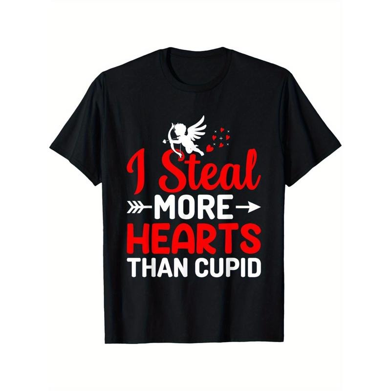 Cupid's Rival: Men's 'I Steal More Hearts Than Cupid' Funny Valentine's Day T-Shirt - Soft Cotton, Casual & Comfortable Summer Tee for Casual Attire made in usa