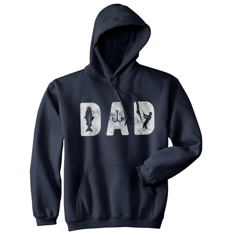Dad Fishing Unisex Hoodie Funny Father's Day Fisherman Boating Graphic Novelty Hooded Sweatshirt Funny Hoodies Fishing Hoodie Funny Dad Joke Pullover Novelty Sweatshirt Navy - Dad