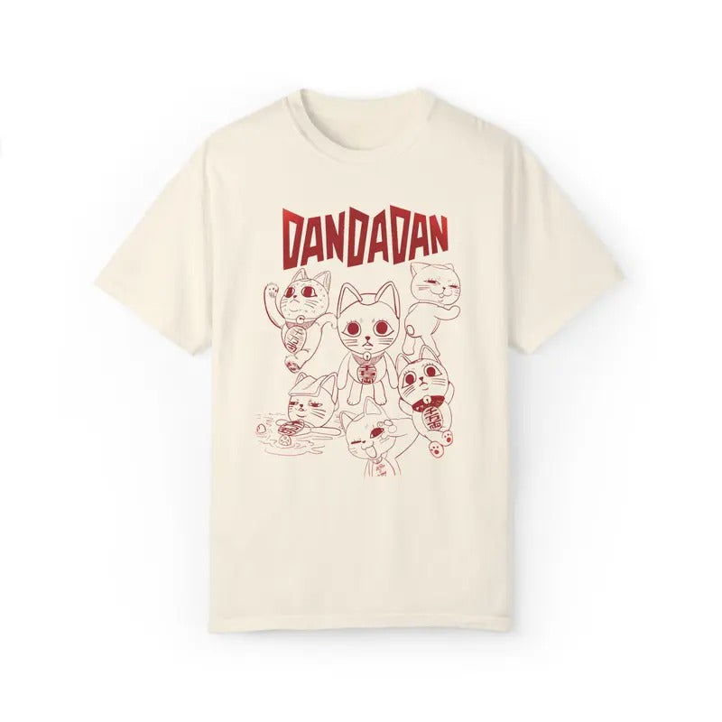 Dandadan Cat Anime Cute Funny Manga T-Shirt, Turbo Granny Kawaii Graphic Shirt, Humorous Gift for Anime Fans