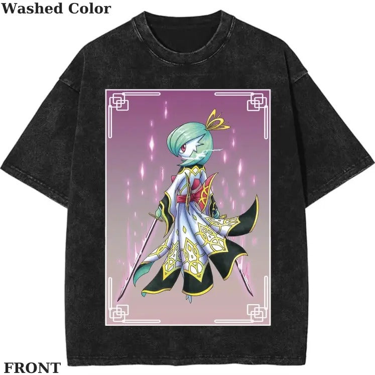 Demon Slayer Gardevoir x PokeSlayer T-shirt, Pokemon Graphic T-shirt, Anime T-shirt, Funny T-shirt, Vintage Graphic Tee, Womenswear Cotton Top