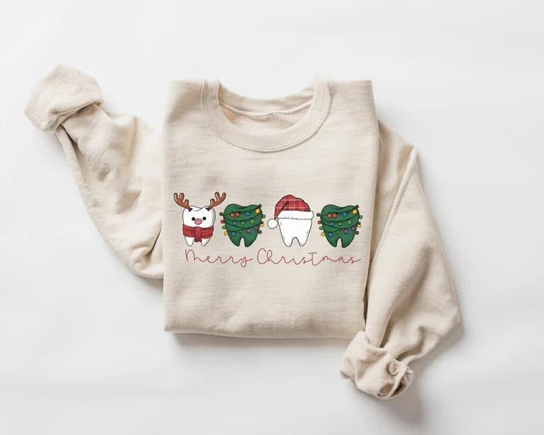 Dentist Christmas Sweatshirt, Dentist Christmas Gift, Christmas Teeth Sweater, Christmas Tooth Shirt, Xmas Crewneck for Dental Assistant