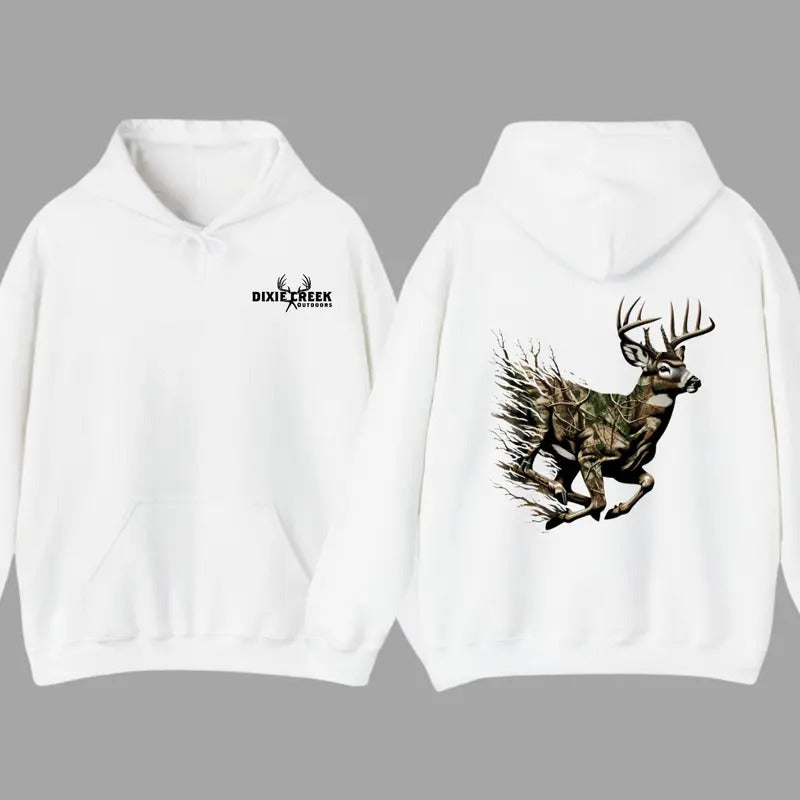 Dixie Creek Outdoors Deer Shirt - Bold Running Deer Graphics Shirt, For Men, For Women, Casual, Classic Fashion Cotton Menswear
