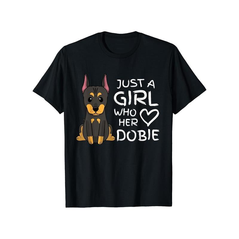 Doberman Lover's Delight: 100% Cotton Crew Neck T-Shirt with Adorable Puppy Print - Casual Summer Tee for Men made in usa