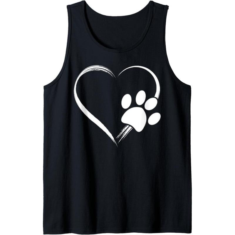 Dog Paw Print Heart T-Shirt - Gift for Mom - Gift for Dad Tank Top MADE IN USA
