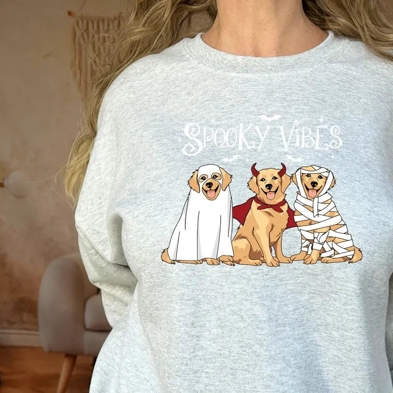 Dogs Spooky Vibes Halloween gildan sweatshirt