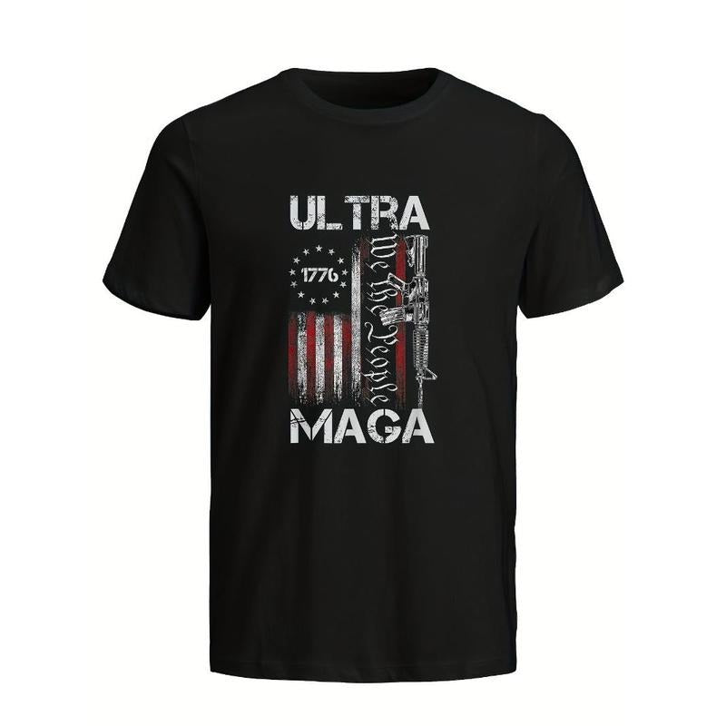 Donald Trump 2024 Ultra Maga T Shirt, Men's Fashion Home Outdoor Casual Athletic T-Shirt Made in USA