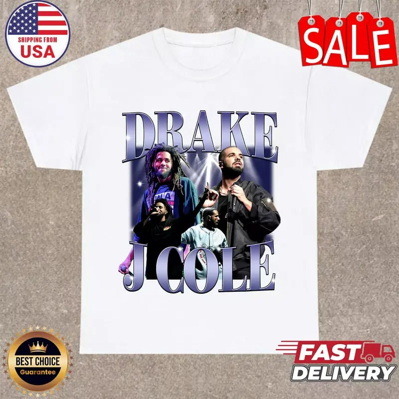 Drake J-Cole All-Size Graphics Tee Memory T-shirt Rap