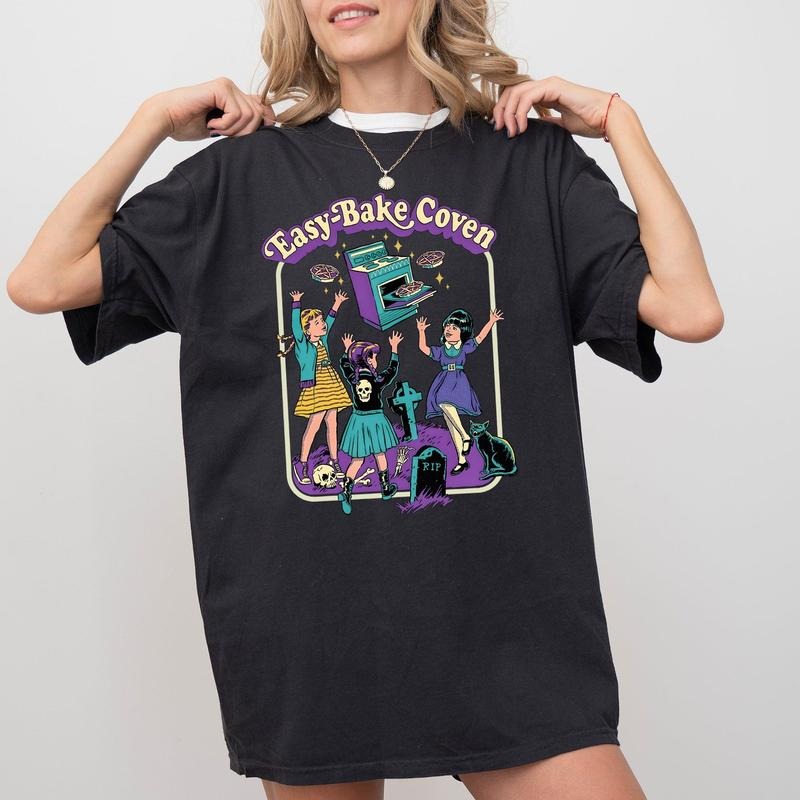 Easy-Bake Coven, Retro, Ghost, Spooky, Scary, Skeleton, Skull, Western, Witch, Aesthetic, Meme, Halloween, Costume, Tshirt, Women's Comfort Color Tee, Tshirt