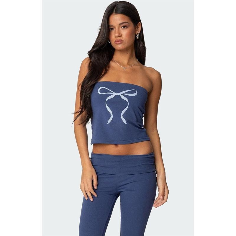 Edikted Women's Aiyana Bow Built In Bra Tube Top
