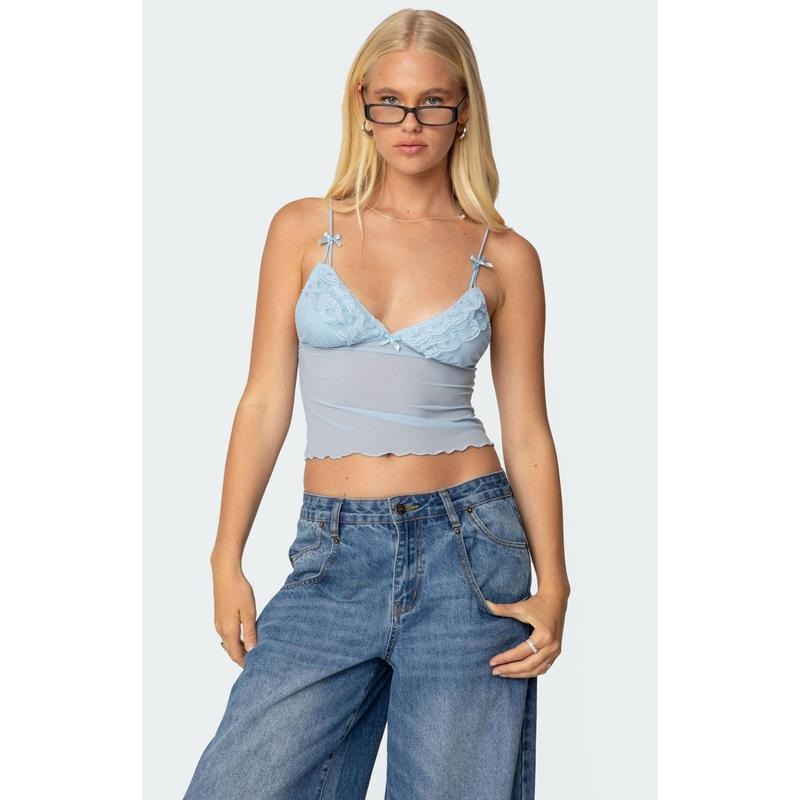 Edikted Women's Berkley Sheer Mesh Lacey Top