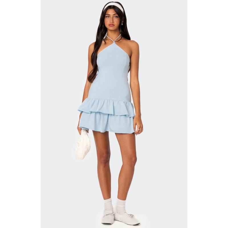 Edikted Women's Dorit Ruffled Halter Mini Dress