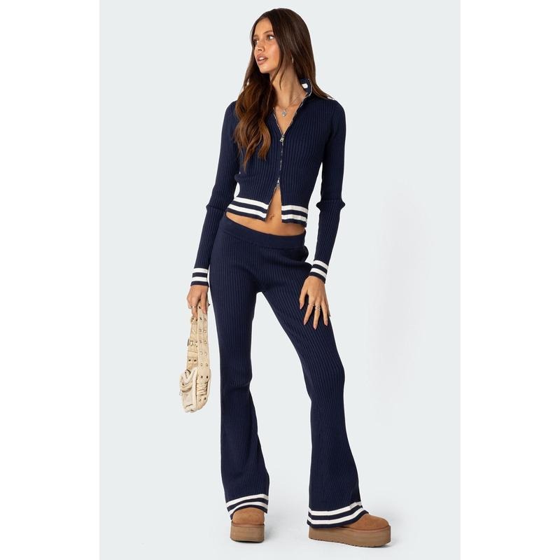 Edikted Women's Pluto Ribbed Flared Pants