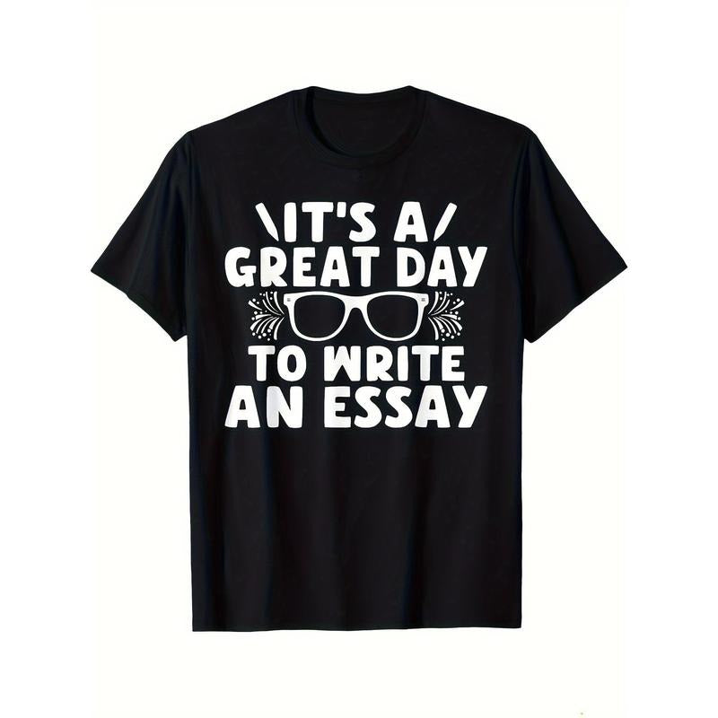 English Teacher Print, Men's Cotton T-shirt, Funny Graphic Tee Men's Outdoor Clothes, Men's Clothing, Back To School Casual Short Sleeve Crew Neck T-shirt made in usastyle{n002}3