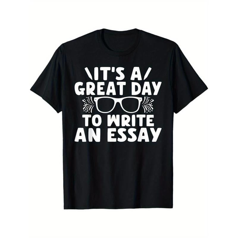 English Teacher Print, Men's Cotton T-shirt, Funny Graphic Tee Men's Outdoor Clothes, Men's Clothing, Back To School Casual Short Sleeve Crew Neck T-shirt made in usastyle{n002}8
