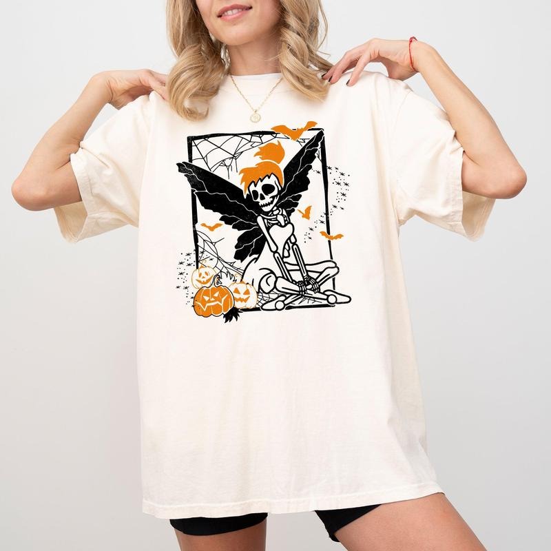 Fairy Skeleton, Ghost, Skull, Spooky, Aesthetic, Meme, Halloween, Costume, Tshirt, Women's, Comfort Colors Tee, Spooky, Tshirt, Witch, Pumpkin, Ghost, Skeleton