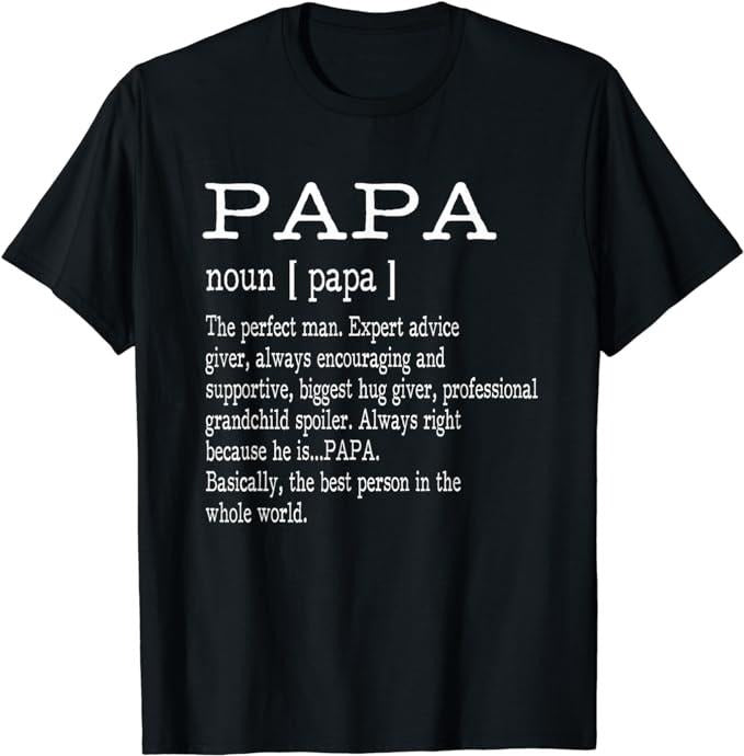 Father's Day T-Shirt, Gifts For Dad, Papa Definition Grandpa Father's Day Gifts - Men T-Shirt Menswear Top Underwear Tshirt
