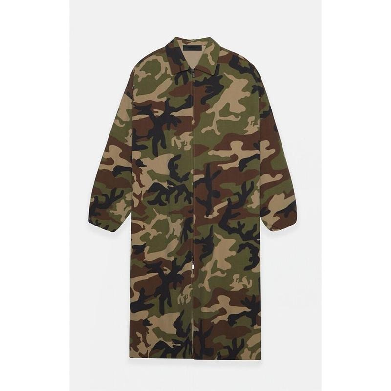 Fear of God Essentials Men's Woodland Camo Nylon Trench Jacket
