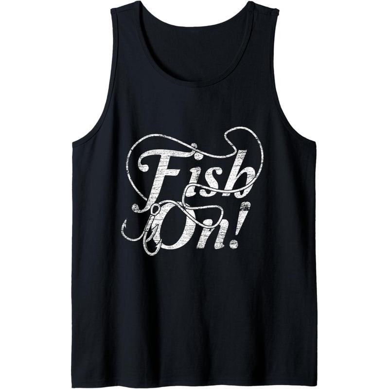 Fish On Tank Top Workout Racerback Tank Tops Sleeveless Shirts Made in USA