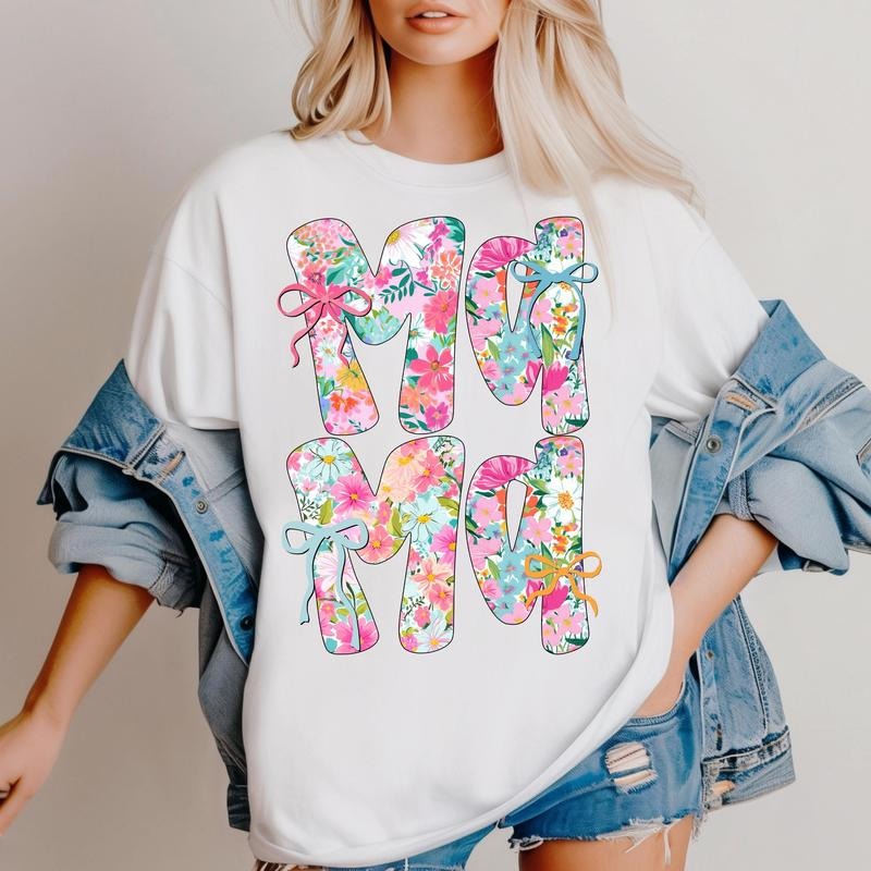 Floral Mama Shirt, Preppy Retro Mama Design, Mama Flower Shirt, Mother's Day Gift Shirt, Mom Aunt Nana Mimi Sublimation Shirtstyle{n002}2