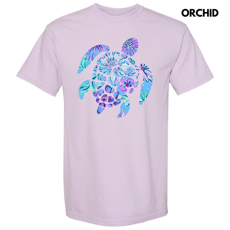Floral Sea Turtle Comfort Colors T-Shirt 'NLB'