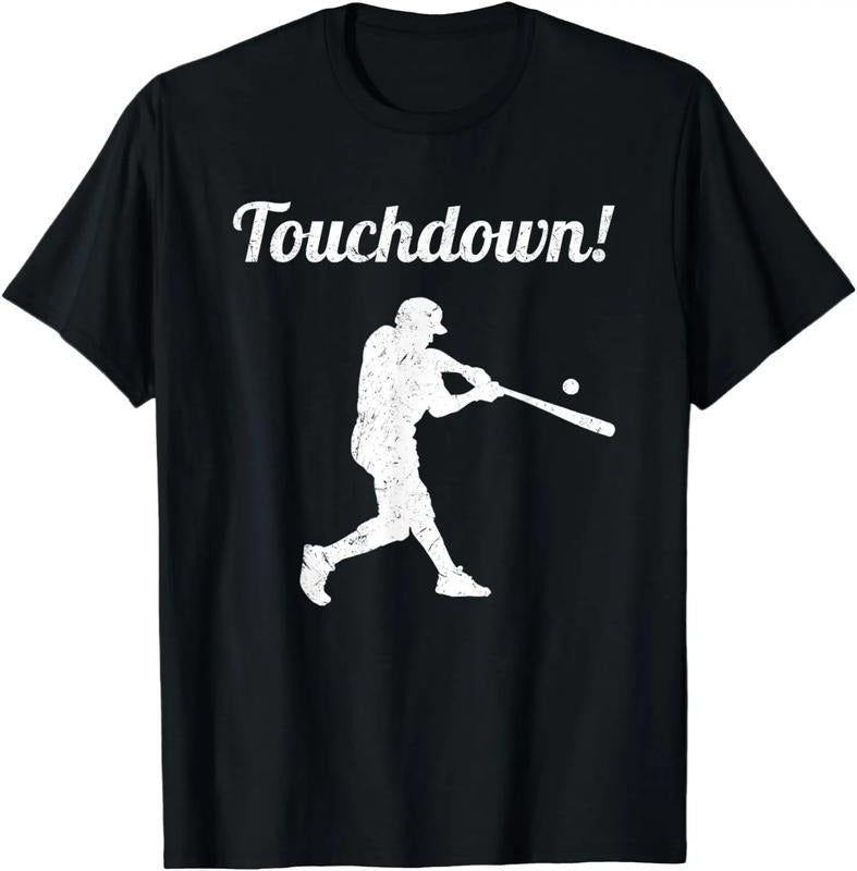 Funny Baseball Shirt, Touchdown Baseball Vintage Retro Baseball Player Gift T-Shirt Menswear Top Menswear Top