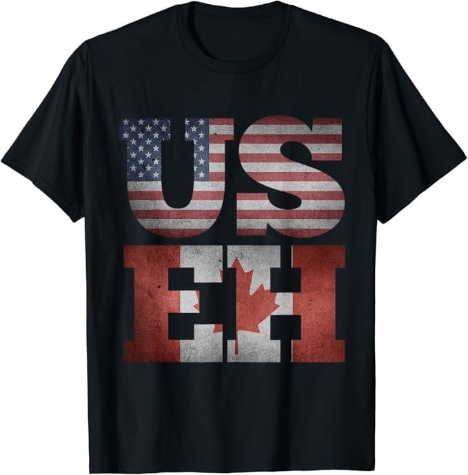 Funny Best Friend Shirts, Gift For Best Friend, USEH Flag Funny American Canadian Friends Citizenship Party T-Shirt Menswear Top Casual Classic