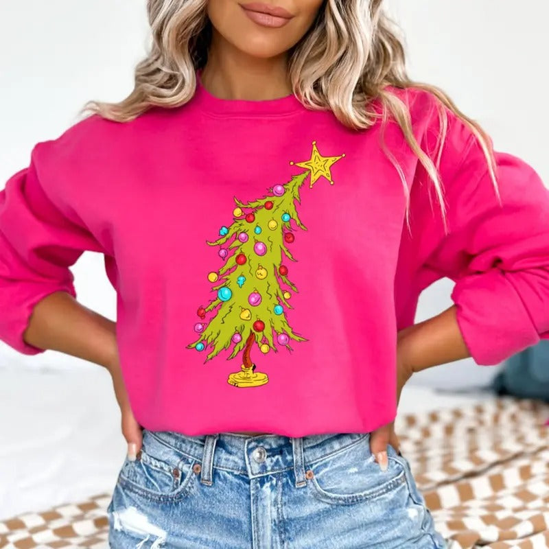Funny Christmas Tree Sweatshirt, Pine Tree Christmas Sweater, Holiday Season Xmas Tree Tee Shirt, Christmas Gift Ideas, Trendy Christmas Shirt