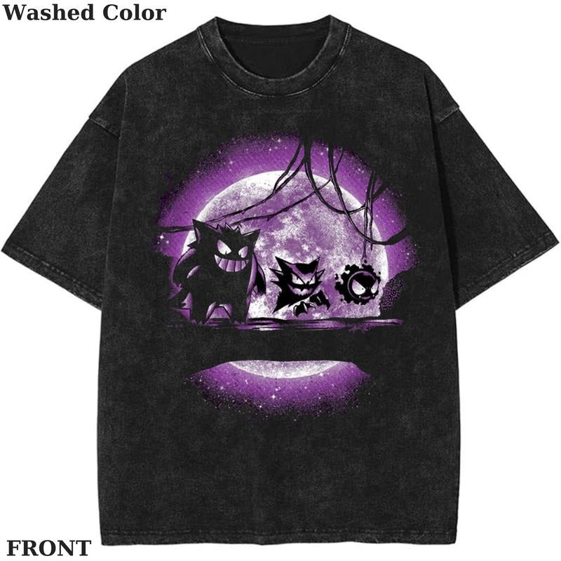 Ghostly Forest from Qwertee, Day of the Shirt, Pokemon T-Shirt, PKM Shirt, Anime Funny Shirt, Vintage Tee Streetwear Shortsleeve Printed Womenswear