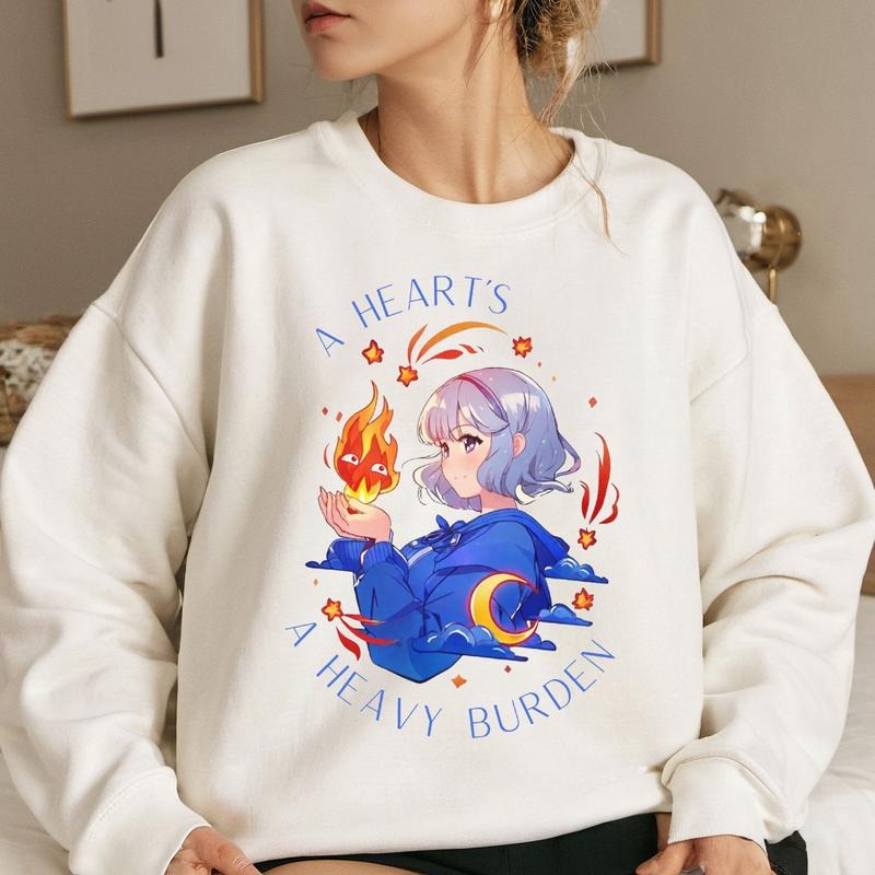HC Calcifer and Sophie A Heart's A Heavy Burden Characters Anime Lovers Shirt Crewneck Hoodie, Manga Shirt