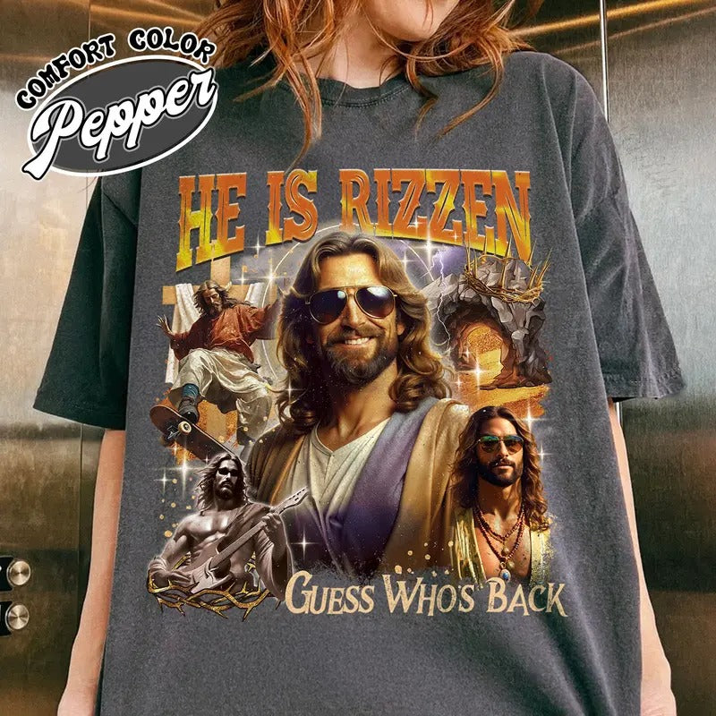 He Is Rizzen Shirt, He Is Rizzin, Funny Shirt of Jesus, Bootleg Jesus Shirt, Cool Christian, Funny Bootleg Jesus Shirt, Easter Religious Meme