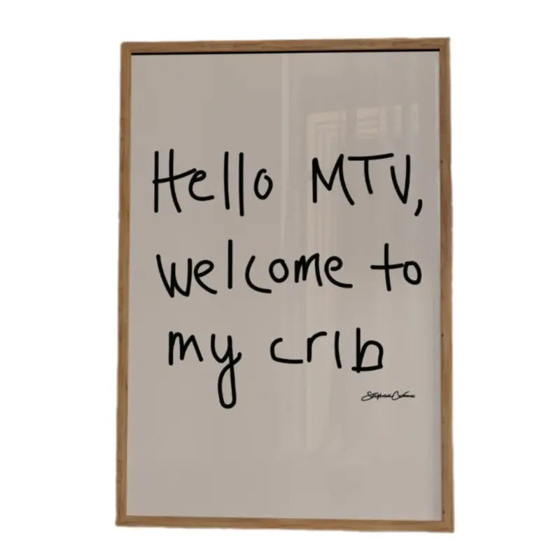 Hi Mtv, Welcome To My Crib Print, Mid Century Print, Aesthetic Wall Art Print, 70s Monochrome Wall Art, Bauhaus Art Print, Poster Prints No Frame, Vintage Poster Art, Gifts For Birthday Christmas