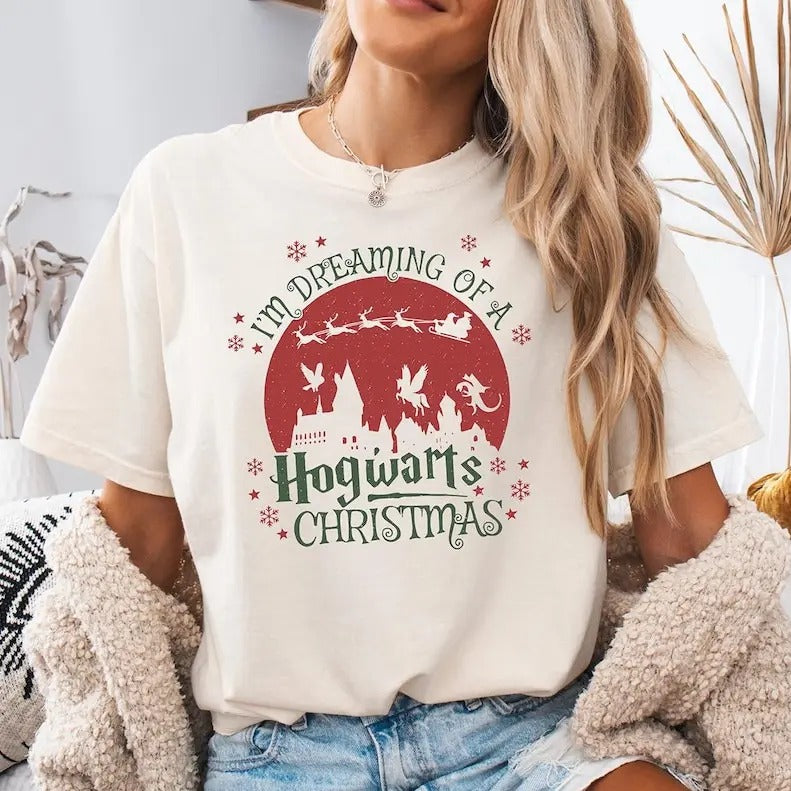 Hogwarts Christmas Shirt, Im Dreaming of a Wizard Christmas Tee, Funny Holiday Shirt, Christmas 2024 Shirt,