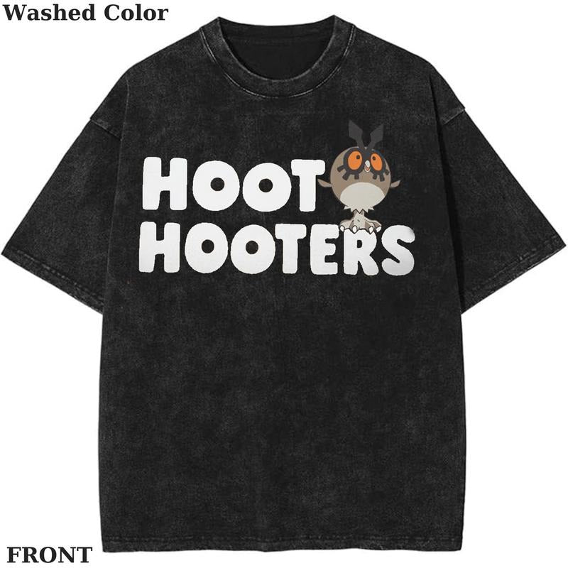 Hoot Hooters Pokemon T-Shirt, Pokemon T-Shirt, PKM Shirt, Anime Funny Shirt, Vintage Tee Streetwear Shortsleeve Printed Womenswear Top