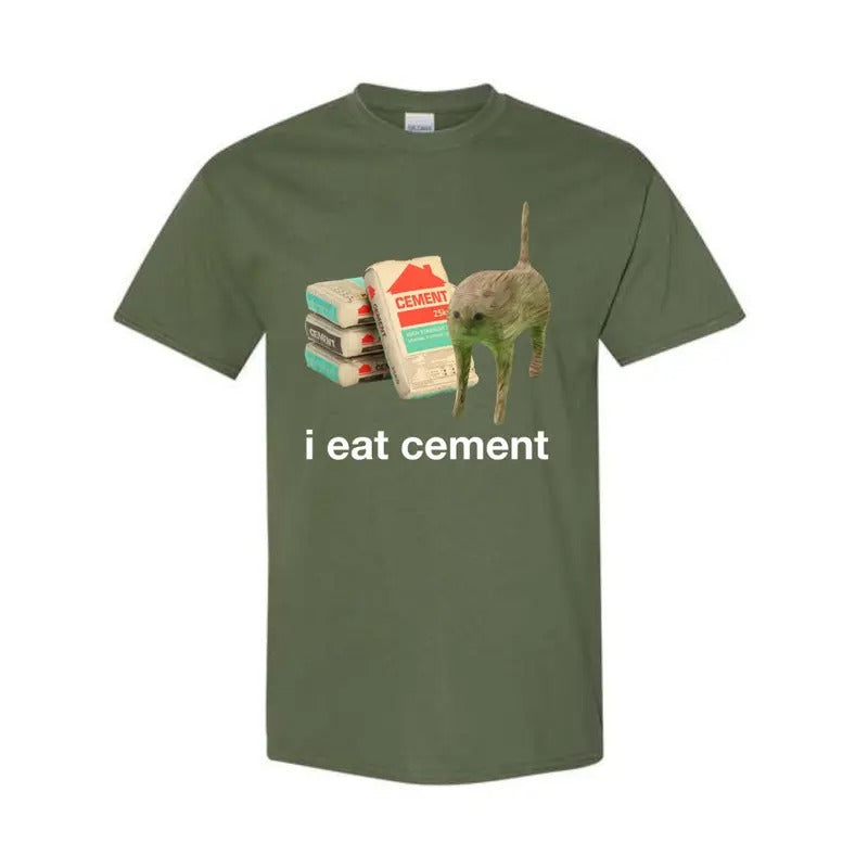 I Eat Cement Cursed Cat Funny Oddly Specific Meme T-Shirt Classic Cotton