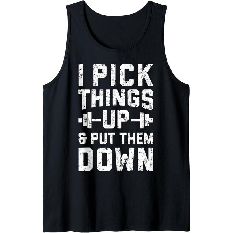 I Pick Things Up and Put Them Down Funny Fitness Gym Men Tank Top made in usa