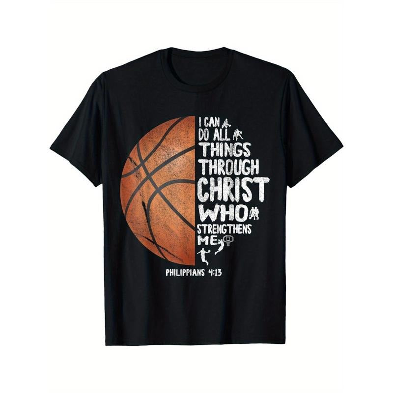 I can do all things through Christ. Philippians 4:13 Basketball T-shirt made in usa