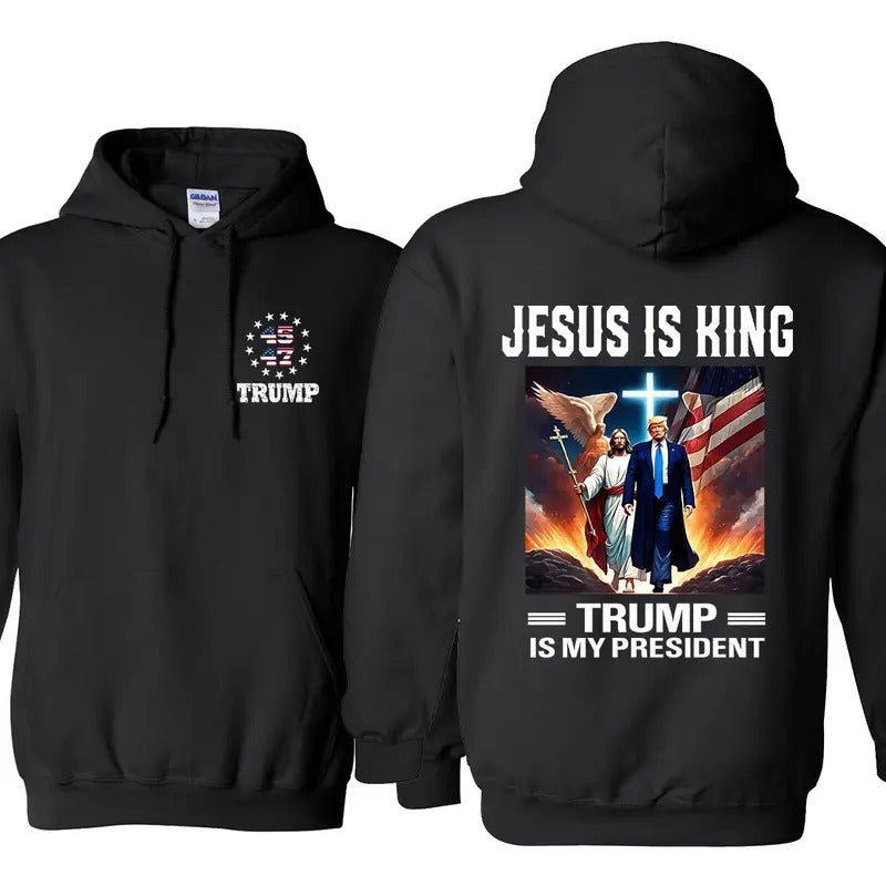 Jesus Is My Savior Trump Is My President Hoodie - Sweatshirt - Tshirt, Trump Shirt, Trum Vance Shirt, Election 2024 Tee, Gift For Trum Supporters