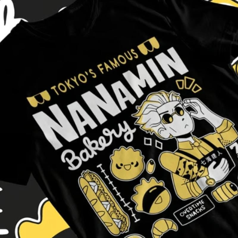 Jujutsu Kaisen Nanami Kento Bakery Tshirt , Anime Jjk T-shirt , Gojo Satoru Shirt Soft Menswear Top Underwear Streetwear Crewneck Round Neck Tropical Casual Shortsleeve